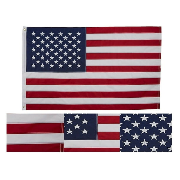 2x3 Embroidered USA Thin Red Blue Line 210D Sewn Nylon Flag 2'x3' 2 clips 